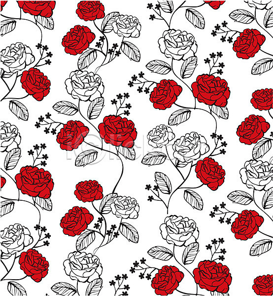 사람없음 EPS 일러스트 꽃 꽃무늬 백그라운드 장미 패턴
