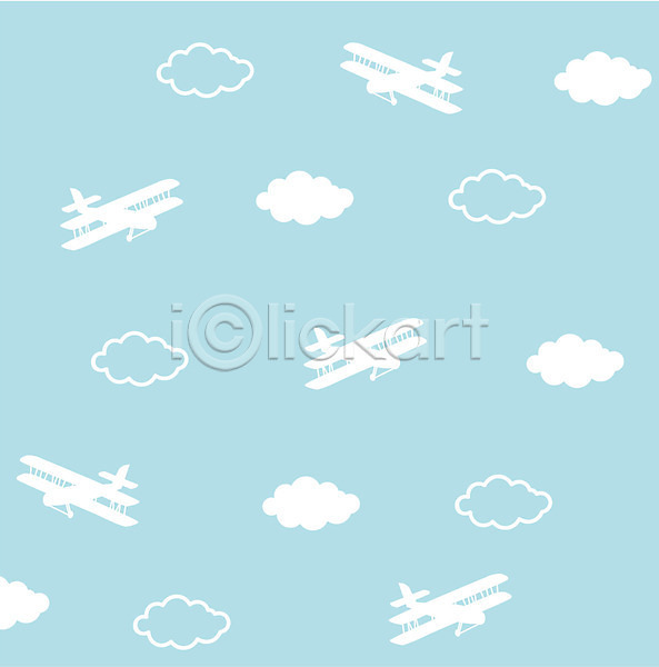 사람없음 EPS 일러스트 경비행기 구름(자연) 백그라운드 비행기 컬러 파란색 패턴 팬시패턴
