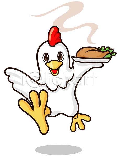 사람없음 EPS 일러스트 달리기 닭 닭고기 동물 들기 식당 요식업 음식 음식점캐릭터 쟁반 조류 척추동물 치킨 캐릭터 한마리 홍보캐릭터