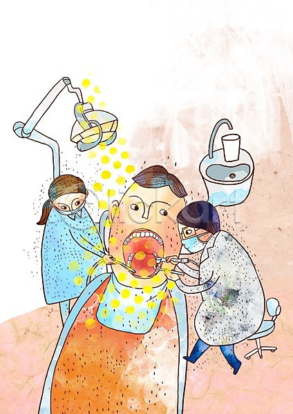 남자 사람 세명 여자 PSD 일러스트 간호사 기계 병원 의료기계 의료기기 의사 의학 진료 치과 치과의사 치료 치아 환자