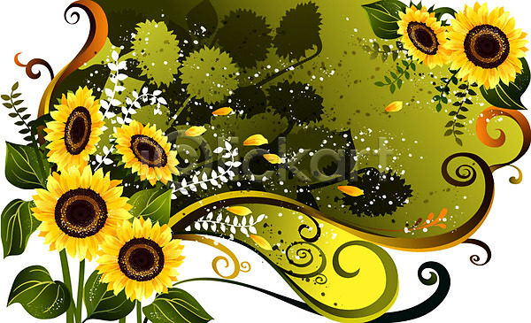 사람없음 EPS 일러스트 꽃 노란색 백그라운드 식물 자연 컬러 팝아트 해바라기