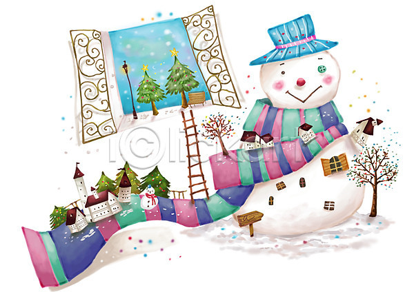 사람없음 PSD 일러스트 가로 가로등 건물 겨울 겨울배경 계절 공공시설 나무 눈(날씨) 눈사람 모자(잡화) 목도리 배경삽화 백그라운드 벤치 사다리 식물 의자 전나무 조명 주택 창문 표지판