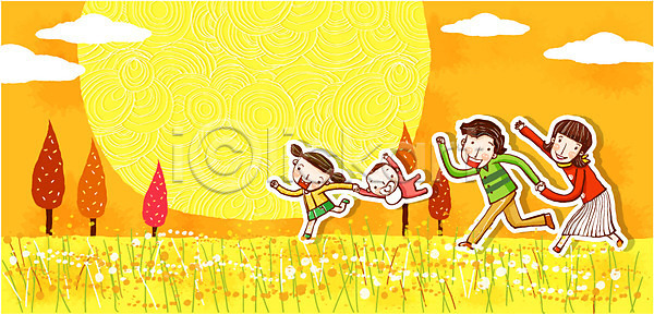사랑 남자 사람 소녀(어린이) 아기 어린이 여러명 여자 EPS 일러스트 가을(계절) 가을배경 가을풍경 가족 계절 공백 구름(자연) 나무 노을 달리기 백그라운드 부모 신생아 아빠 야외 엄마 이벤트 주간 초원(자연) 태양 프레임 해