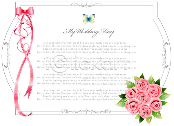 사람없음 EPS 카드템플릿 템플릿 결혼 곤충 꽃 꽃백그라운드 나비 리본 백그라운드 식물 잎 장미 장식 청첩장 카드(감사) 틀 패턴 프레임
