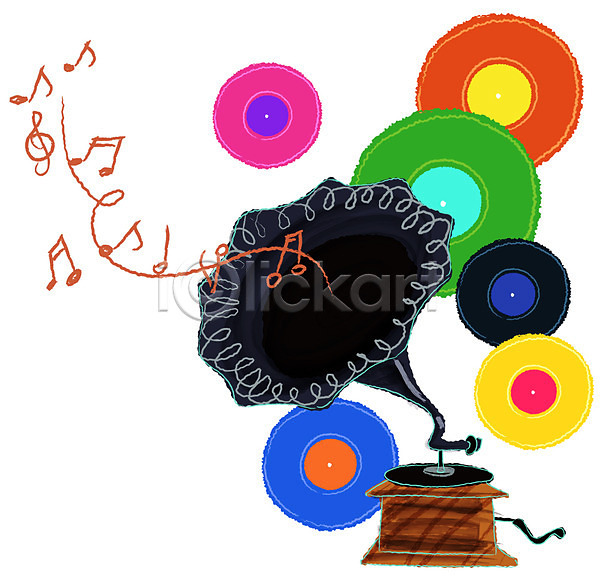 클래식 사람없음 EPS 생활아이콘 아이콘 가로 높은음자리표 레코드 레코드판 악기 악기아이콘 오브젝트 음악 음표 축음기 턴테이블