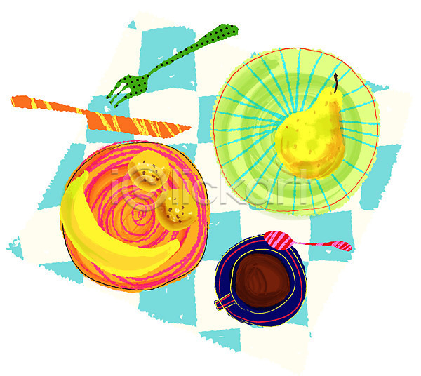 사람없음 EPS 생활아이콘 소품아이콘 아이콘 하이앵글 가로 격자 과일 과자 그릇 나이프 바나나 배(과일) 백그라운드 생활용품 서양배 식기 식물 오브젝트 접시 커피 커피잔 쿠키 티스푼 포크