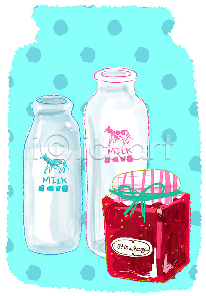 사람없음 EPS 생활아이콘 소품아이콘 아이콘 딸기잼 물방울무늬 백그라운드 병(담는) 병조림 생활용품 세로 오브젝트 우유 우유병 음료 음식 잼