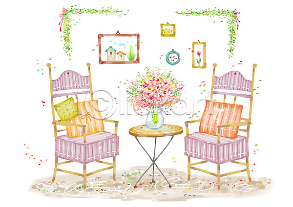 사람없음 PSD 일러스트 가구 가로 계절 꽃 꽃병 백그라운드 봄 봄배경 안락의자 액자 의자 자연 장식 쿠션 탁자 풍경(경치)