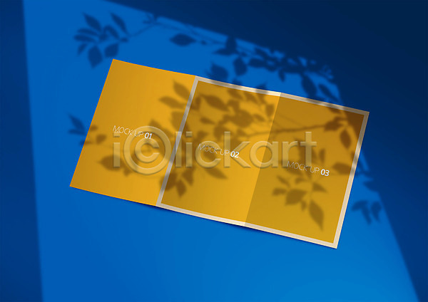 사람없음 PSD 편집이미지 그림자 나무 나뭇잎 목업 창문 파란색 팜플렛