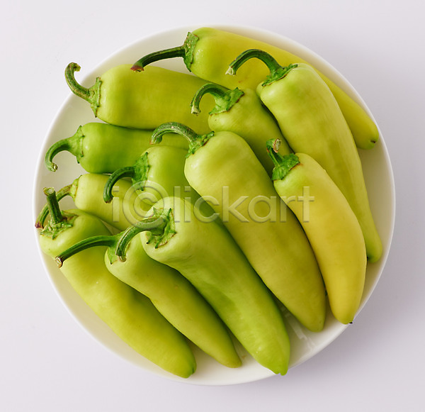 신선 사람없음 JPG 포토 하이앵글 고추 그릇 당조고추 스튜디오촬영 식재료 실내 유기농 접시 채소 초록색 흰배경