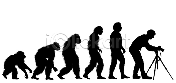 남자 사람 사람없음 JPG 실루엣 일러스트 포토 해외이미지 과학 백그라운드 사진사 원숭이 종류 진화 카메라 컨셉 해외202009 해외포토 흰색