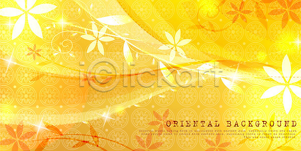 신비 사람없음 EPS 실루엣 일러스트 가로 곡선 꽃 꽃무늬 노란색 덩굴 무늬 문양 백그라운드 식물 아시아 오리엔탈 전통무늬 줄기 컬러 패턴