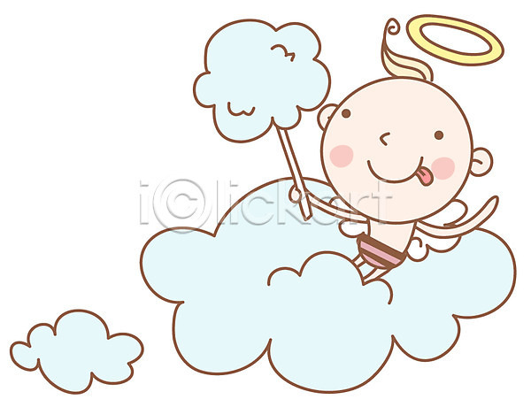 사람 아기 아기만 한명 EPS 아이콘 구름(자연) 날개(비행) 천사 캐릭터