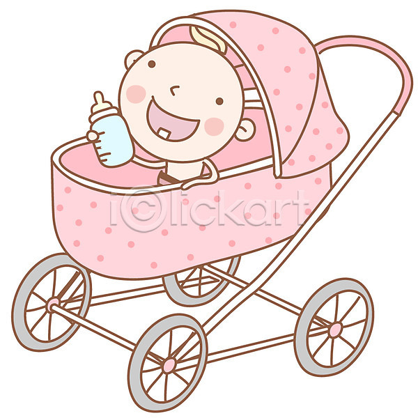 사람 아기 아기만 한명 EPS 아이콘 아기용품 유모차 젖병 캐릭터