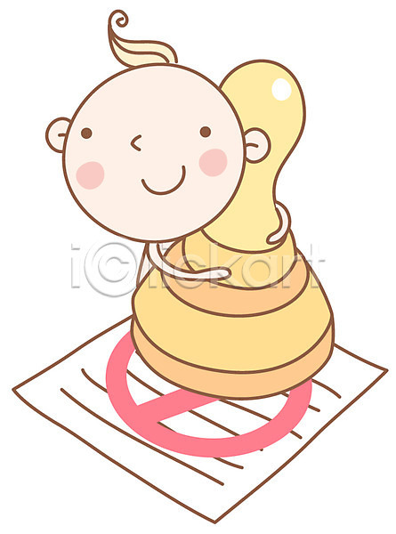사람 아기 아기만 한명 EPS 아이콘 도장 문서 종이 캐릭터