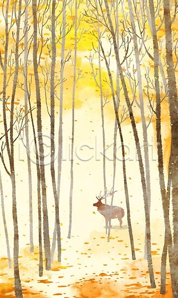 사람없음 PSD 일러스트 가을(계절) 가을배경 계절 나무 낙엽 동물 백그라운드 사계절 사슴 산 숲 야외 여러그루 오솔길 자연 주간 포유류 풍경(경치) 한마리
