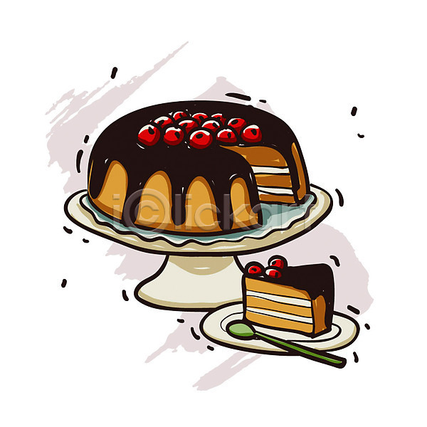 사람없음 EPS 아이콘 엔틱아이콘 빵 숟가락 접시 제빵 조각케이크 케이크
