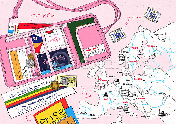 사람없음 PSD 일러스트 돈 동전 백그라운드 여권 여행 여행용품 외국문화 유럽 유럽여행(여행) 지갑 지도 티켓 해외여행 휴가