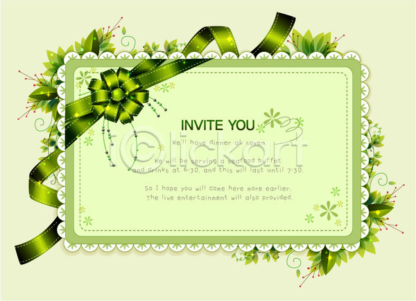 사람없음 EPS 카드템플릿 템플릿 리본 선물 식물 이벤트 잎 장식 초대장 카드(감사) 틀 프레임