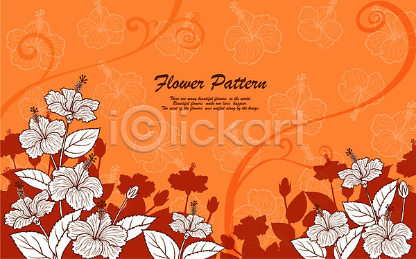 사람없음 EPS 실루엣 일러스트 계절 꽃 꽃무늬 꽃백그라운드 꽃잎 무늬 백그라운드 사계절 식물 여름(계절) 자연 주황색 컬러 패턴 플라워패턴 히비스커스