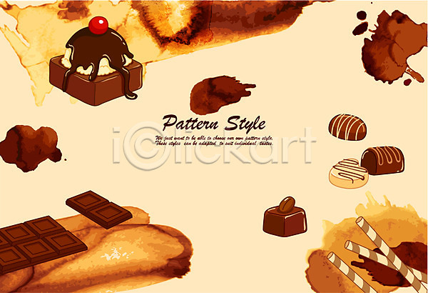 달콤 사람없음 EPS 일러스트 기념일 디자인 디저트 발렌타인데이 백그라운드 붓터치 음식 이벤트 초콜릿 패턴