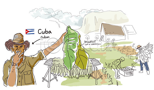 남자 남자만 사람 서양인 성인 세명 어린이 흑인 EPS 일러스트 건물 건축 건축물 관광지 구름(자연) 국기 나라 나뭇잎 농사 담배 백그라운드 산 세계명소 세계여행 식물 야외 여행 외국문화 잎 주간 주택 중앙아메리카 쿠바 쿠바인 풍경(경치) 해외 해외여행