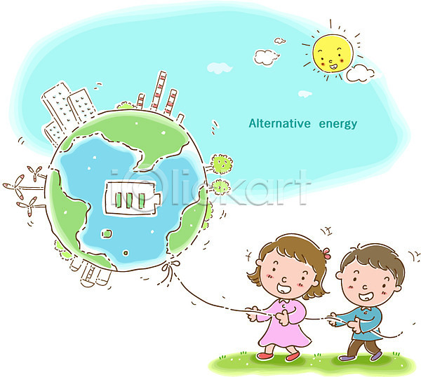 환경보전 남자 두명 사람 소녀(어린이) 소년 어린이 어린이만 여자 초등학생 EPS 일러스트 건물 건전지 건축물 구름(자연) 그린에너지 그린캠페인 나무 미소(표정) 발전소 빌딩 식물 에너지 에너지절약 웃음 원자력발전소 자연보호 지구 태양 풍력발전소 하늘 해 화력발전소
