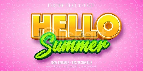 EPS 일러스트 해외이미지 단어 레터링 분홍색 스타일 알파벳 여름 오렌지 일러캐릭터 초록색 캐릭터 코믹 타이포그라피 타입 텍스트 편지 편집 표제 해외202009 해외일러스트 효과