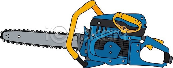 EPS 일러스트 해외이미지 건물 공구 기계 노동자 노란색 만화 모터 목재 업무 엔진 자르기 전기톱 파란색 해외202009 해외일러스트