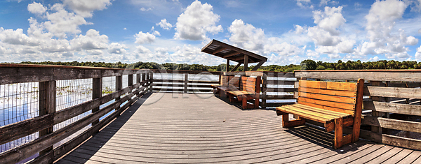 침묵 사람없음 JPG 포토 해외이미지 구름 벤치 산책로 습지 자연 파노라마 플로리다 하늘 해외202009 해외포토