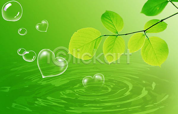 사람없음 PSD 디지털합성 편집이미지 나뭇잎 물 물결 물방울 물백그라운드 백그라운드 식물 잎 자연 초록색 컬러 하트