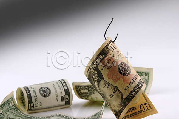 사람없음 JPG 포토 경제 금융 낚시 낚싯바늘 달러 돈 미끼 스튜디오촬영 실내 오브젝트 외화 지폐 컨셉