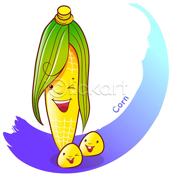 사람없음 EPS 일러스트 곡류 낟알 노란색 농작물 식물 식물캐릭터 알파벳 옥수수 채소 채소캐릭터 캐릭터
