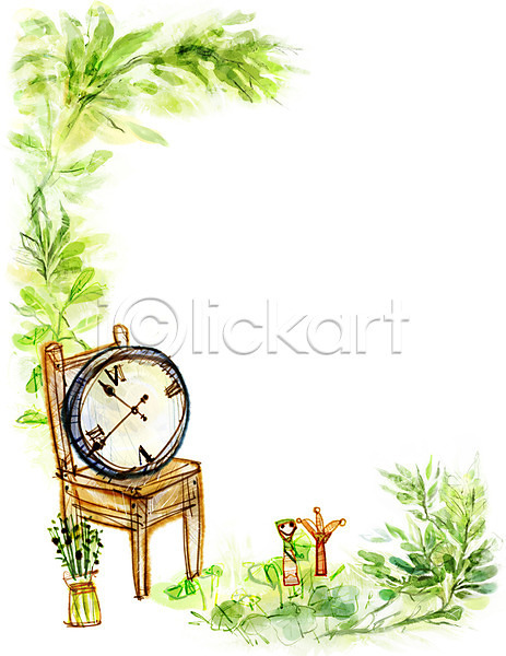사람없음 PSD 일러스트 가구 공백 나무 백그라운드 벽시계 숲 시계 식물 오브젝트 의자 인형 자연 장난감 페인터 화분