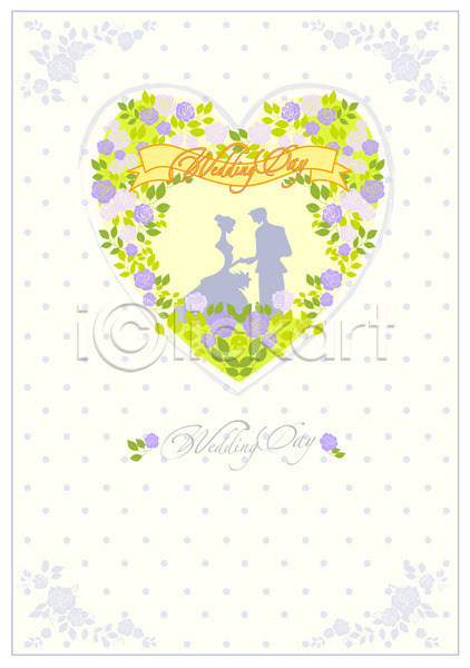 남자 두명 여자 EPS 실루엣 카드템플릿 템플릿 결혼 꽃 꽃무늬 리본 물방울무늬 신랑 신부(웨딩) 장식 청첩장 초대 카드(감사) 틀 프레임 하트