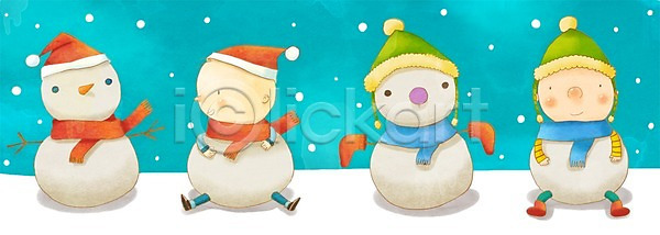 따뜻함 남자 남자만 두명 사람 소년 PSD 일러스트 겨울 겨울배경 기념일 눈(날씨) 눈사람 목도리 백그라운드 양말 크리스마스 털모자