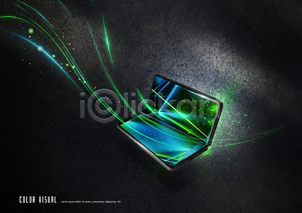 사람없음 3D PSD 편집이미지 검은색 디지털 빛 스마트기기 스마트폰 초록색 파란색