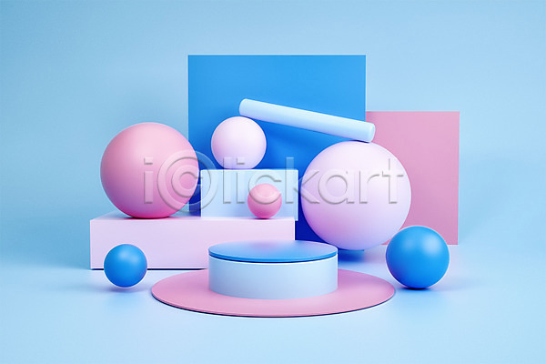 사람없음 3D PSD 디지털합성 입체 편집이미지 3D소스 단상 도형 미니멀 백그라운드 분홍색 오브젝트 원형 입체도형 장식 재질 파란색 편집 편집소스 합성