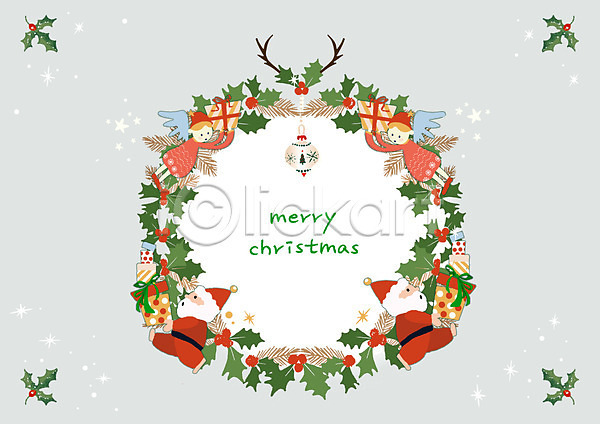 남자 두명 PSD 일러스트 니스 방울(장식품) 별 산타클로스 상자 선물상자 잎 장식 전신 천사 크리스마스 크리스마스리스 회색