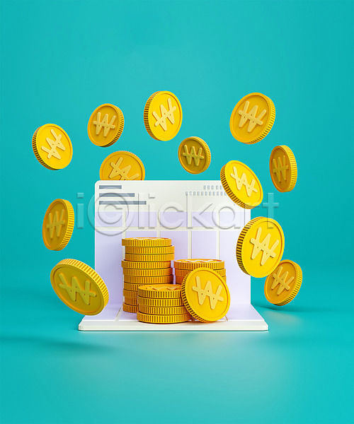 사람없음 3D PSD 디지털합성 편집이미지 3D소스 금화 동전 동전탑 백그라운드 초록색 통장 편집 편집소스