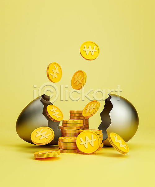 사람없음 3D PSD 디지털합성 편집이미지 3D소스 계란껍데기 금화 노란색 동전 동전탑 백그라운드 편집 편집소스