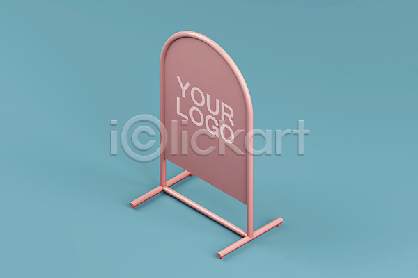 사람없음 3D PSD 디지털합성 편집이미지 간판 뉴트로 목업 복고 분홍색 상업시설 옥외광고 입간판 파란색