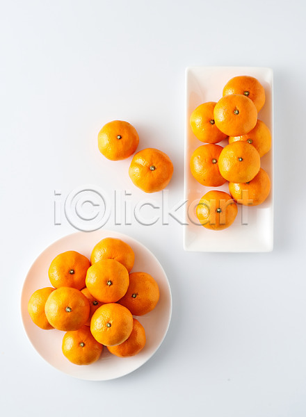 사람없음 JPG 포토 하이앵글 과일 귤 디저트 스튜디오촬영 식재료 실내 음식 접시 제철과일 흰배경