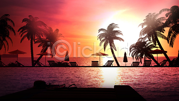 휴식 사람없음 JPG 실루엣 포토 해외이미지 바다 빨간색 야자수 여름(계절) 여행 일몰 저녁 풍경(경치) 하늘 휴가 휴양지