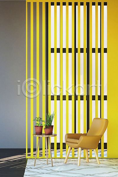 사람없음 3D PSD 디지털합성 편집이미지 2021년 노란색 벽 얼티메이트그레이 의자 인테리어 일루미네이팅 트렌드컬러 편집 편집소스 화분 회색