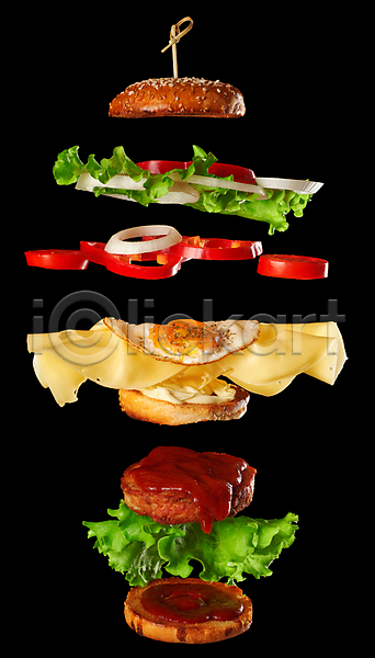 사람없음 JPG 포토 해외이미지 맛있는 식재료 음식 치즈버거 패스트푸드 햄버거 흩어짐