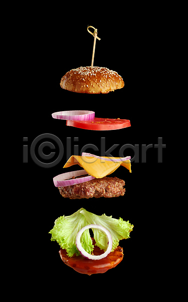 사람없음 JPG 포토 해외이미지 맛있는 식재료 음식 치즈버거 패스트푸드 햄버거 흩어짐