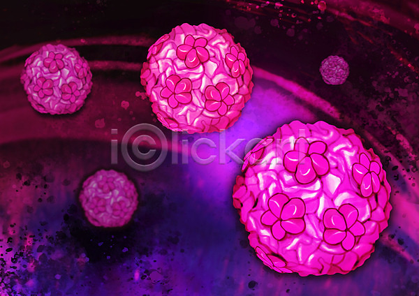 사람없음 PSD 일러스트 감기(질병) 바이러스 분홍색