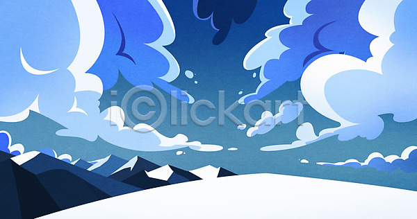 사람없음 PSD 일러스트 겨울 겨울배경 구름(자연) 눈(날씨) 백그라운드 산 하늘색