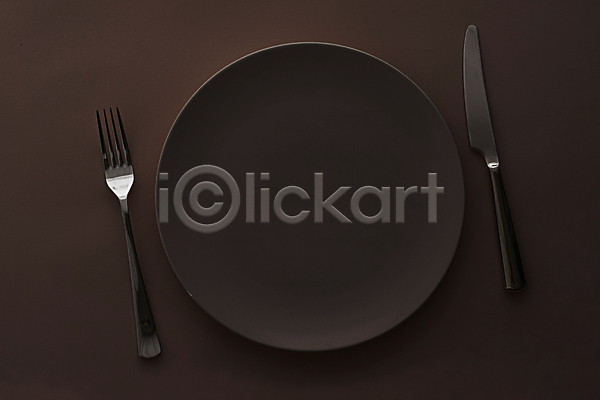 사람없음 JPG 포토 하이앵글 해외이미지 검은배경 나이프 식기 접시 포크